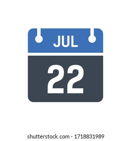 Calendar Date Icon - July 22 Vector Graphic