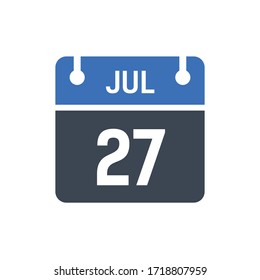 Calendar Date Icon - July 27 Vector Graphic