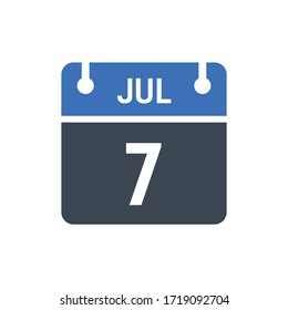 Calendar Date Icon - July 7 Vector Graphic
