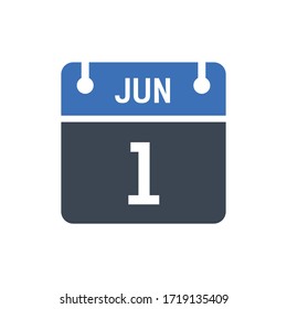 Calendar Date Icon - June 1 Vector Graphic