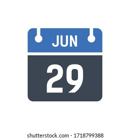Calendar Date Icon - June 29 Vector Graphic