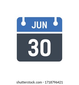 Calendar Date Icon - June 30 Vector Graphic