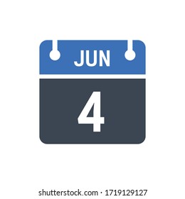 Calendar Date Icon - June 4 Vector Graphic