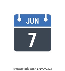 Calendar Date Icon - June 7 Vector Graphic