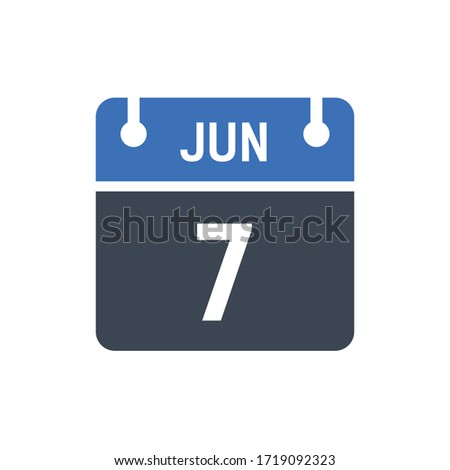 Calendar Date Icon - June 7 Vector Graphic