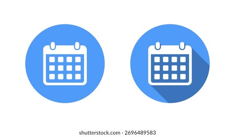 Kalender, Datumssymbol mit langem Schatten. Symbol planen