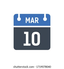 Icono de fecha calendario - Gráfico vectorial 10 de marzo