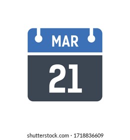 Calendar Date Icon - March 21 Vector Graphic