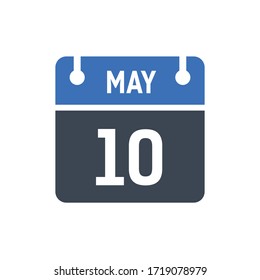 Calendar Date Icon - May 10 Vector Graphic