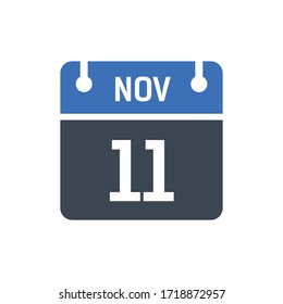 Calendar Date Icon - November 11 Vector Graphic