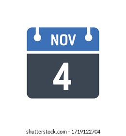 Calendar Date Icon - November 4 Vector Graphic