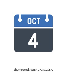 Icono de fecha calendario - Gráfico vectorial 4 de octubre