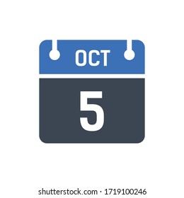 Icono de fecha calendario - Gráfico vectorial 5 de octubre