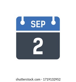 Calendar Date Icon - September 2 Vector Graphic