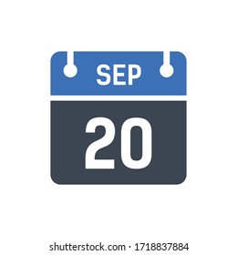 Calendar Date Icon - September 20 Vector Graphic