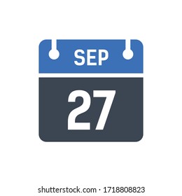 Calendar Date Icon - September 27 Vector Graphic