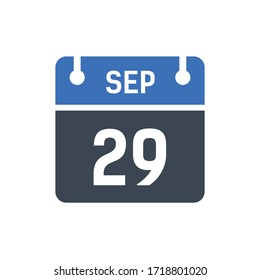 Calendar Date Icon - September 29 Vector Graphic