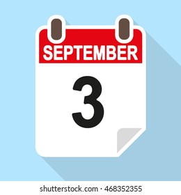 Calendar date icon September 3rd