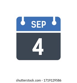 Calendar Date Icon -September 4 Vector Graphic