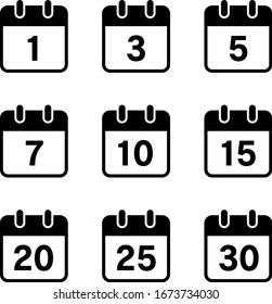 Calendar with date icon set