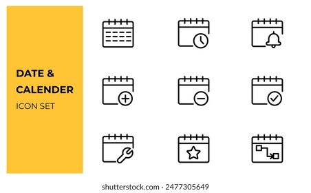 Calendar  and date icon set