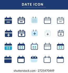 Calendar and date icon set for app and web design. Various styles of schedule, event, and appointment symbols vector illustration