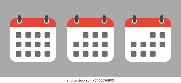 Calendar, date icon set in flat design. Reminder, event concept