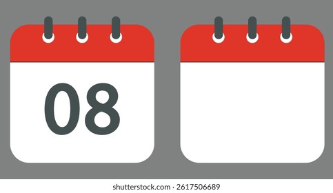 Calendar, date calendar icon vector. Calendar for app and web, calendar red and white, vector illustration. 