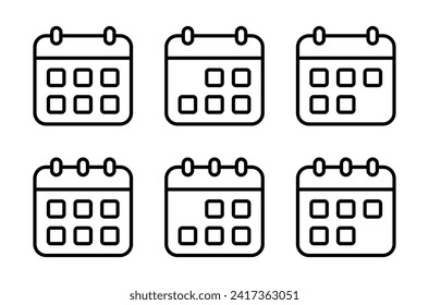 Calendar, date icon vector in line style. Editable stroke
