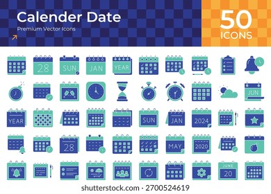 Conjunto de Ícones de Calendário e Data