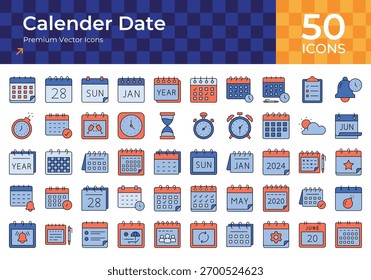 Conjunto de Ícones de Calendário e Data