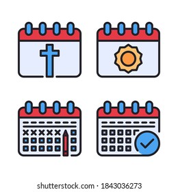 Calendar & Date Icons Set (Filled Line). Perfect for website, app icons, mobile app, presentation, illustration and any other projects.