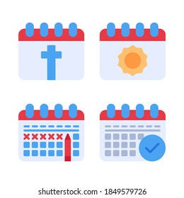 Kalender- und Datumssymbole setzen. Perfekt für Website, App-Icons, mobile App, Präsentation, Illustration und andere Projekte.