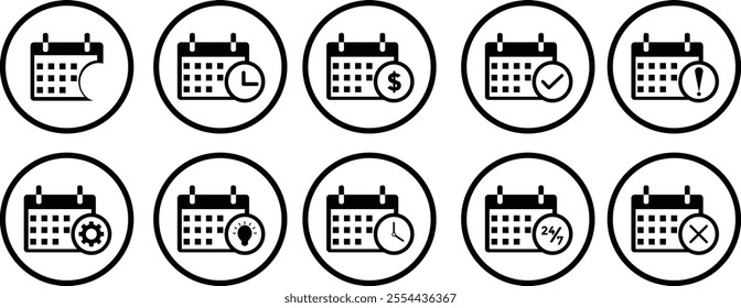 Calendar Date icons set. Calendar symbol. Calendar vector icon. Deadline. Date. Time
