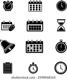 Calendar and Date Icons set.This is an editable icon set