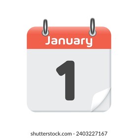 Calendar with the date January 1. Days of the year