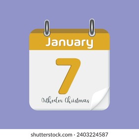 Calendar with the date January 7. Days of the year.
