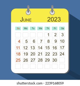 Calendar date june 2023 illustration 
