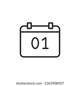 Icono de línea de fecha de calendario con trazo modificable. Ilustración vectorial.