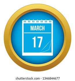 Calendar with the date of March 17 icon blue vector isolated on white background for any design