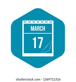 Calendar with the date of March 17 icon. Simple illustration of calendar with the date of March 17 vector icon for web