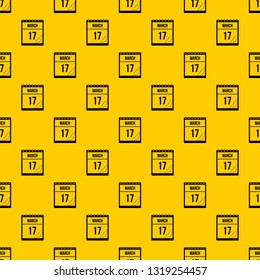 Calendar with the date of March 17 pattern seamless vector repeat geometric yellow for any design