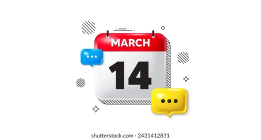 Icono de la fecha del calendario del 3 de marzo. Icono del día 14 del mes. Fecha de programación del evento. Hora de cita de reunión. 14 de marzo. Banner de fecha de mes del calendario. Página Día o Mensual. Vector