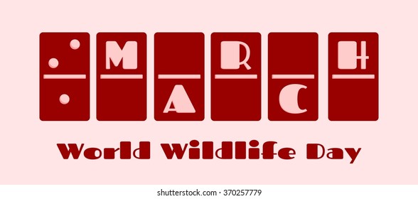 Calendar Date - March, 3rd . Done in domino bones design. World Wildlife Day