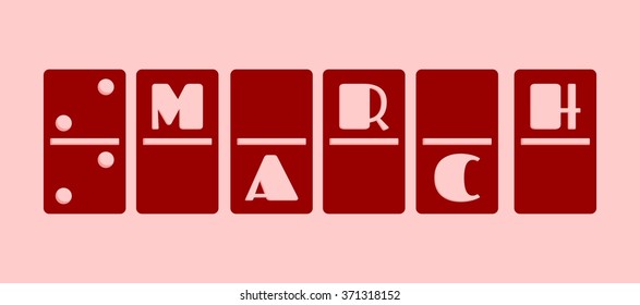Calendar Date - March, 4. Done in domino bones design