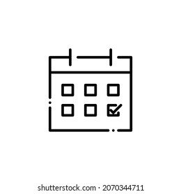 Calendar with a date marked. Planned event or deadline alert. Pixel perfect, editable stroke icon