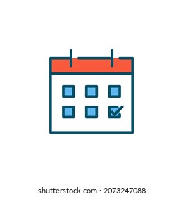 Calendar with a date marked. Planned event or deadline alert. Pixel perfect, editable stroke colorful icon