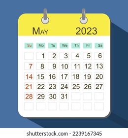 Calendar date may 2023 illustration 