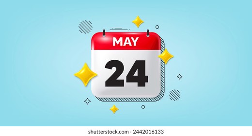 Calendar date of May 3d icon. 24th day of the month icon. Event schedule date. Meeting appointment time. 24th day of May. Calendar month date banner. Day or Monthly page. Vector