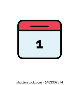 Calendar, Date, Month, Day  Flat Color Icon. Vector icon banner Template